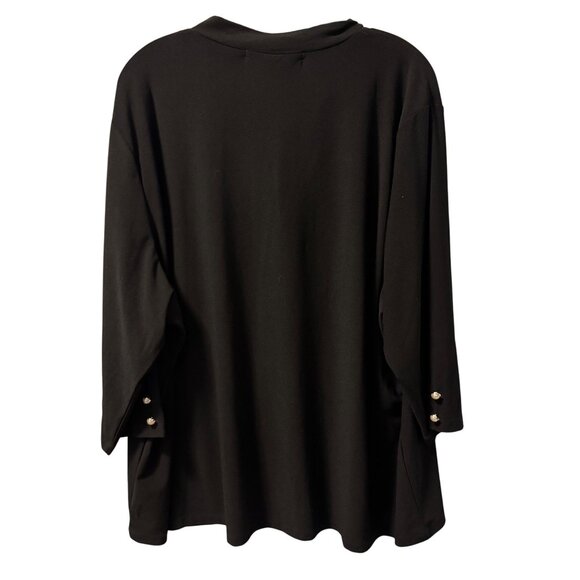 Love Scarlett Womens Top Sz 3X Black Tunic With Tie Neck & Button Cuffs - Picture 10 of 11